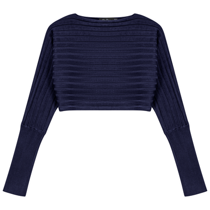 Croppped Knit Sweater Dark Navy