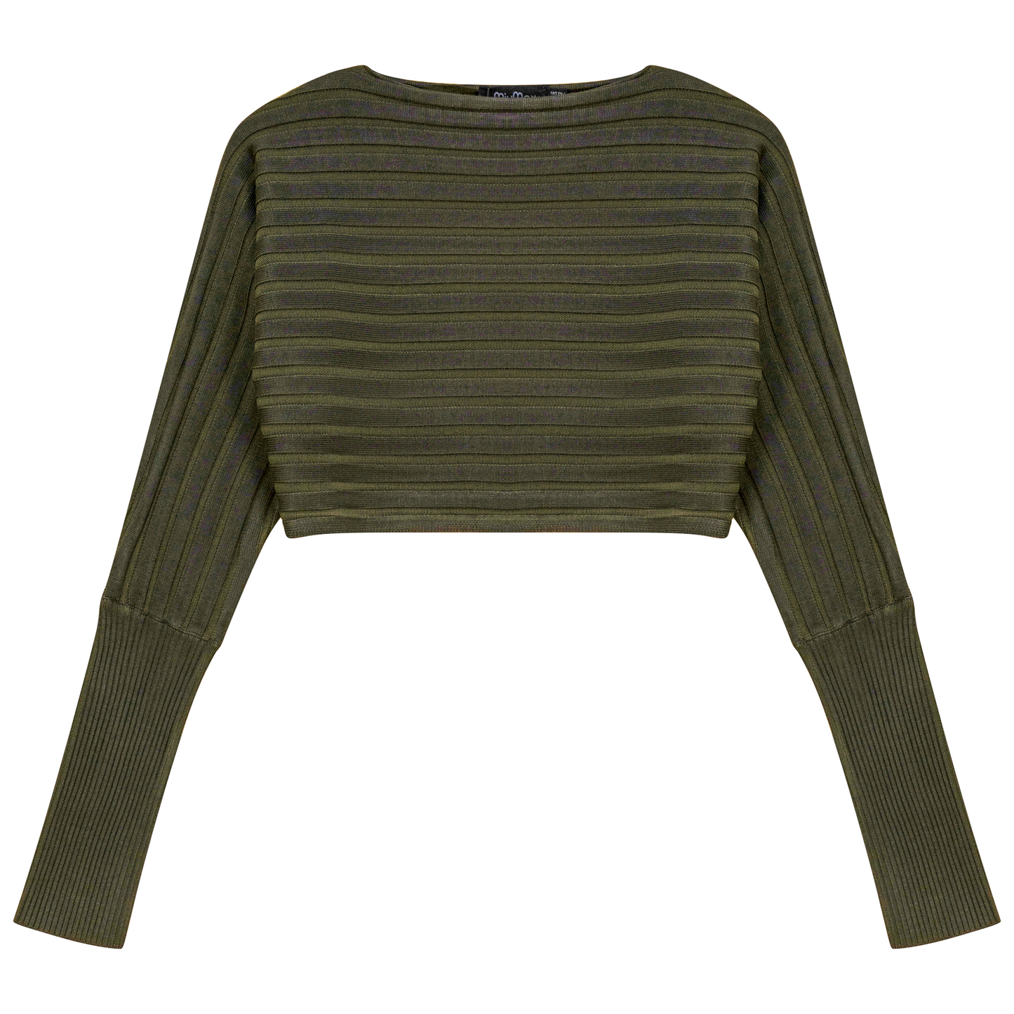 Croppped Knit Sweater Dark Olive