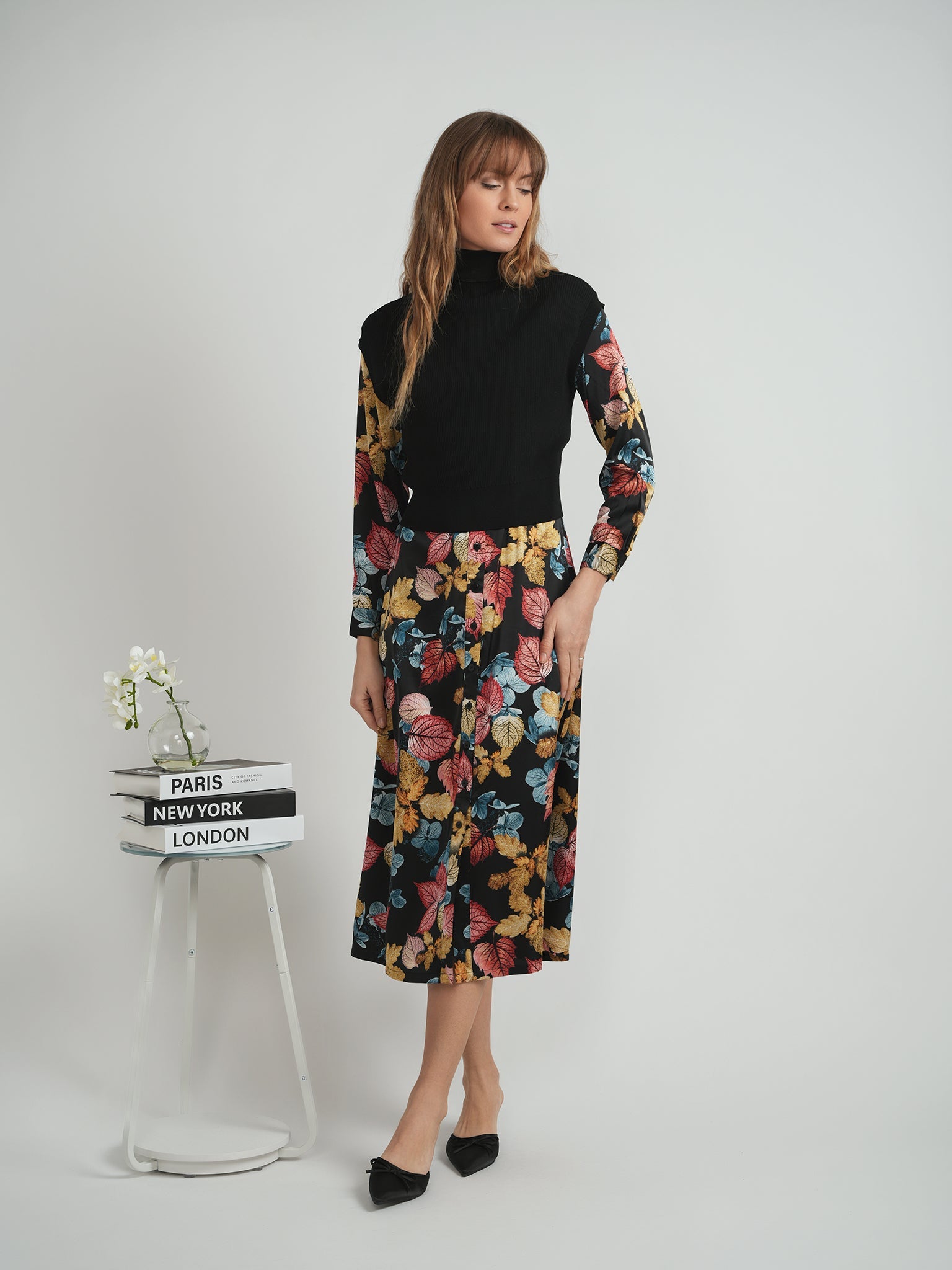 Turtle Neck Ribbed Knit Vest