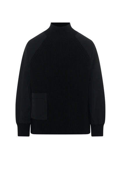 High Neck Raglan Sweater Black