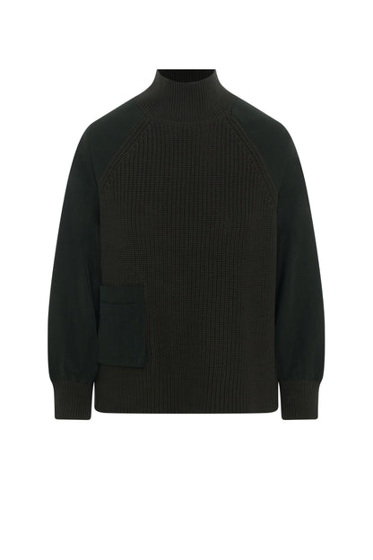 High Neck Raglan Sweater Olive