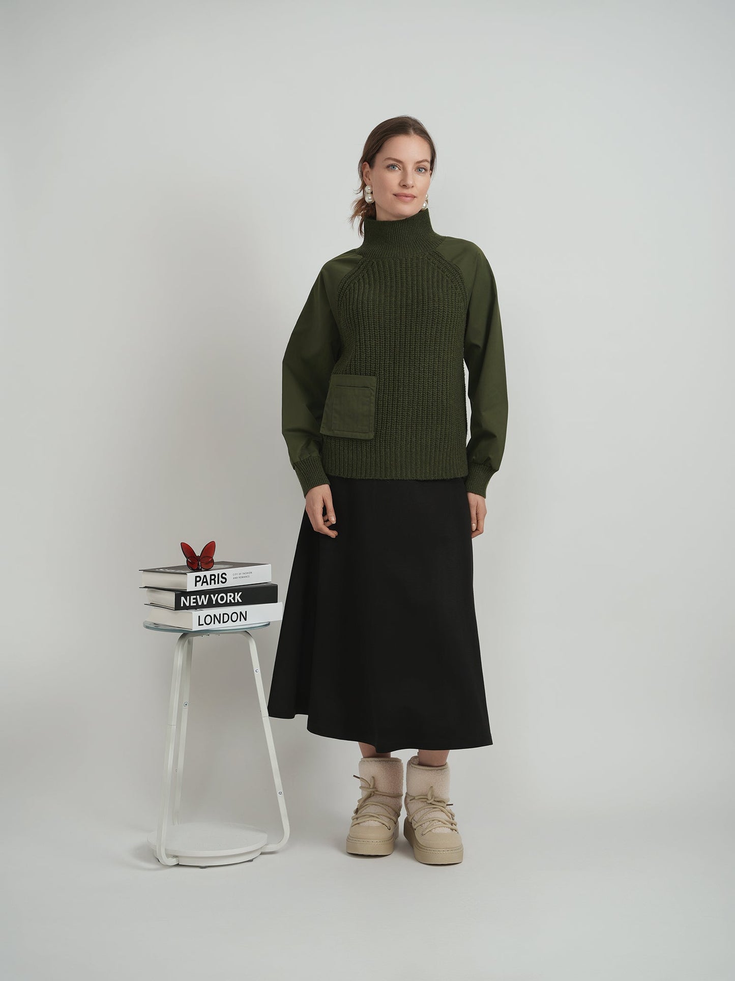 High Neck Raglan Sweater