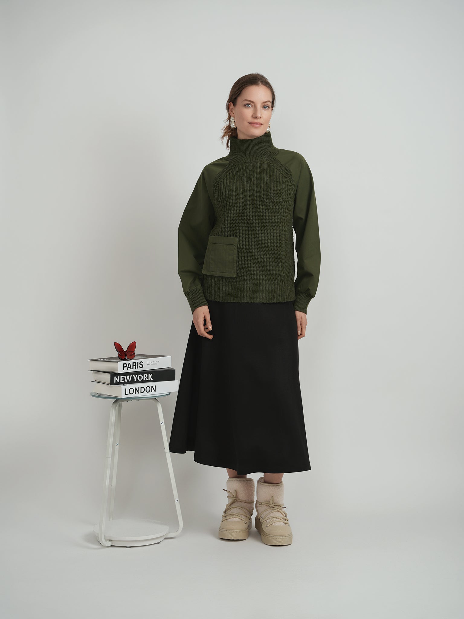 High Neck Raglan Sweater