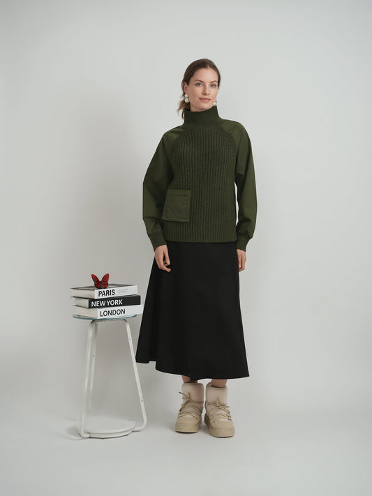 High Neck Raglan Sweater