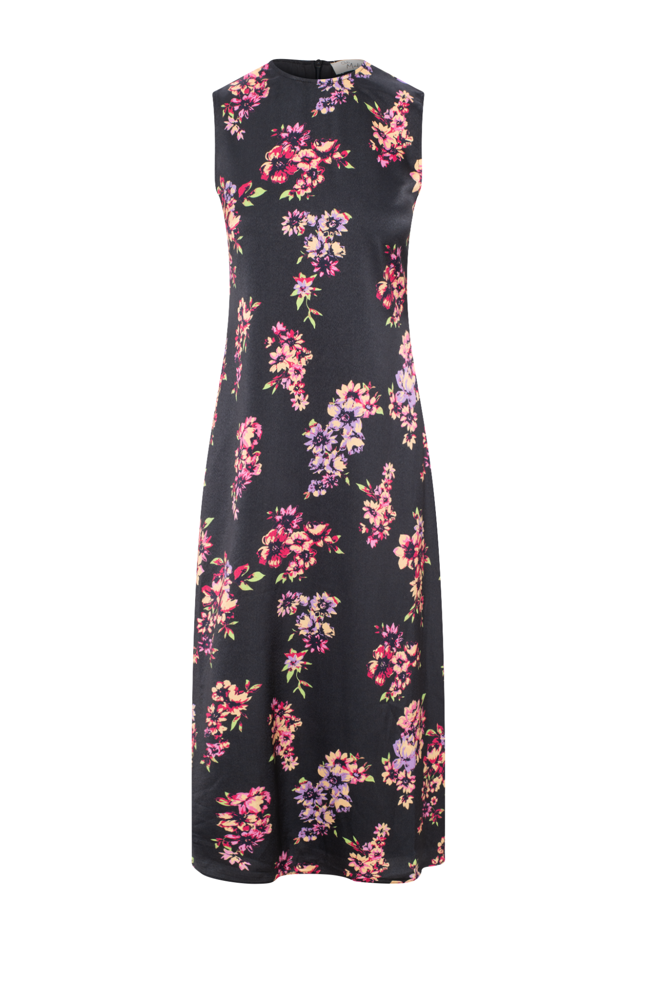 Printed Satin Midi Jumper Black Floral