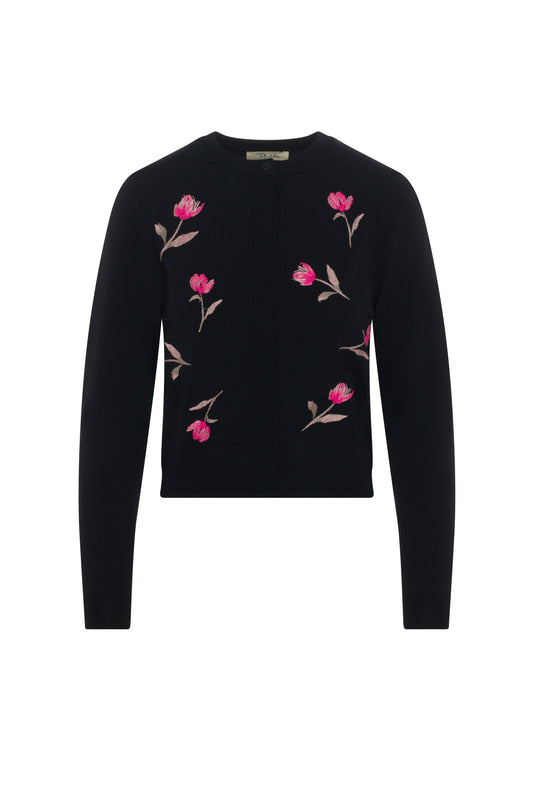 Emboidered Knit Cropped Cardigan