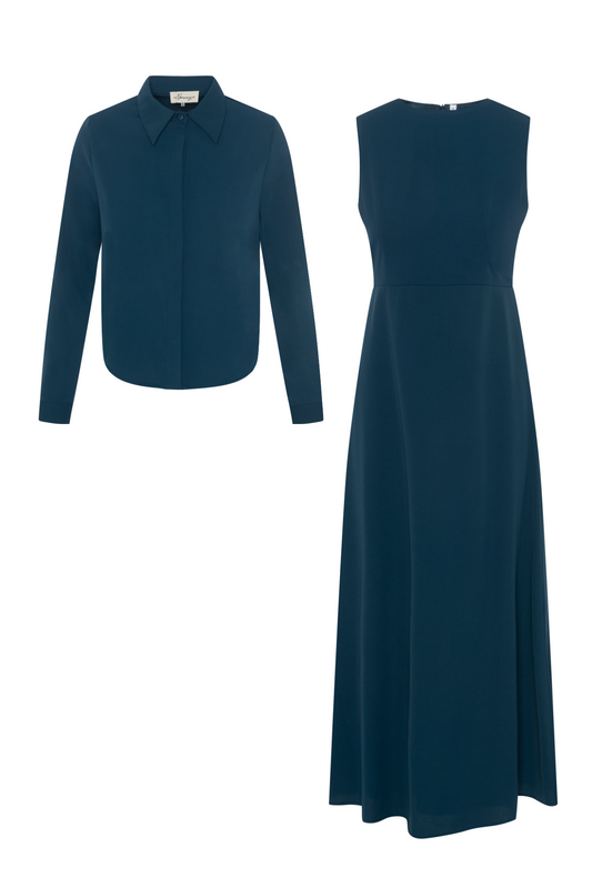 Crepe Bolero Midi Shirt Dress