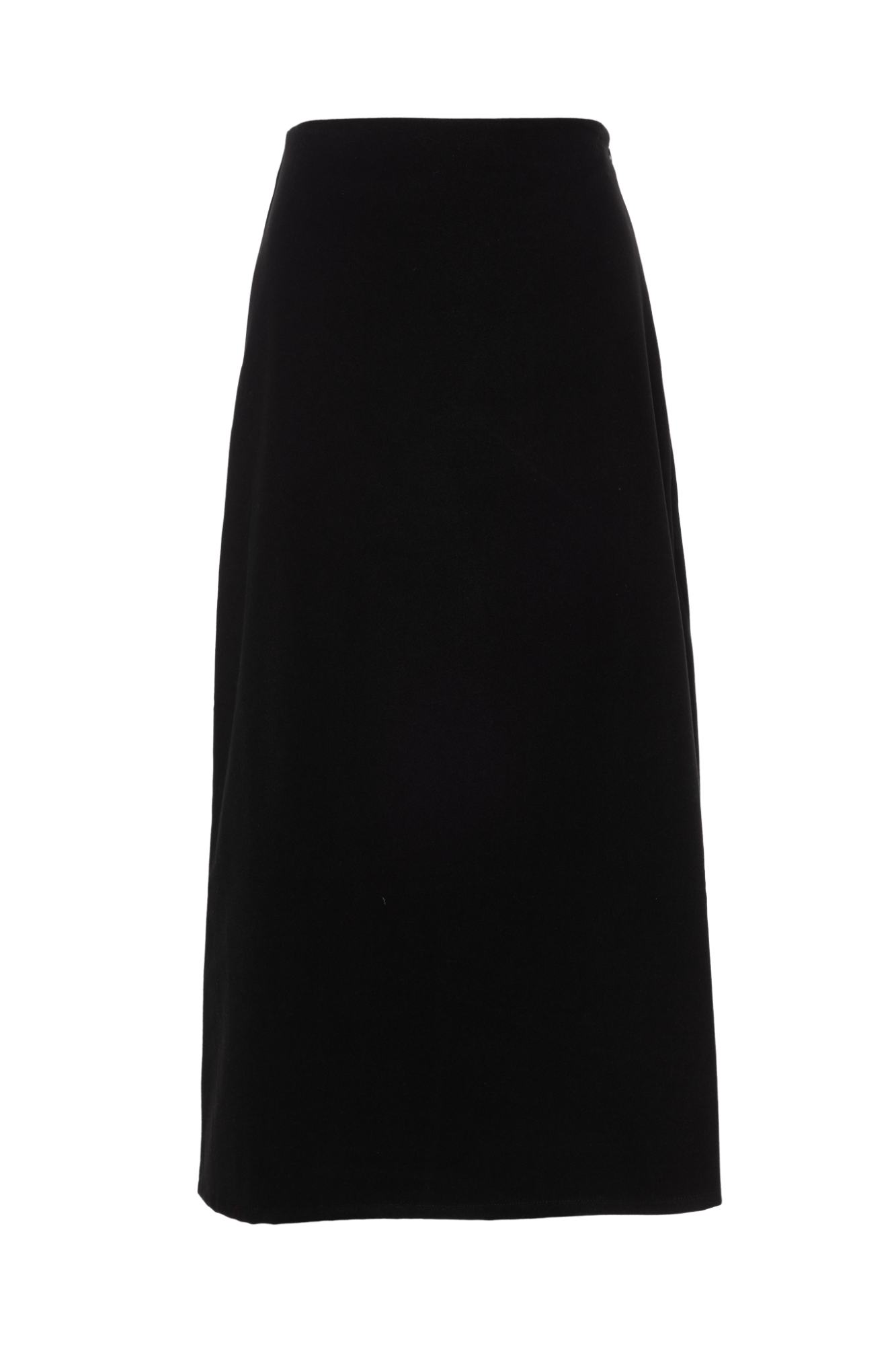 Cool Wool Midi A Line Strap Skirt Black
