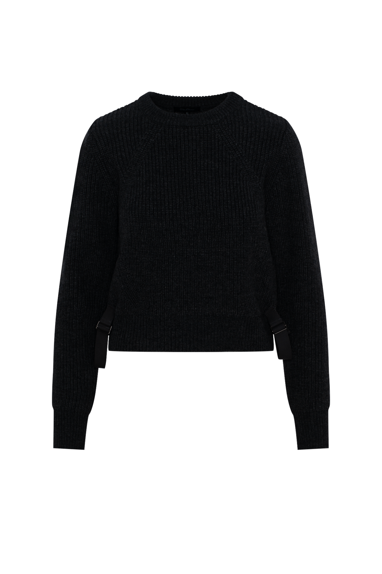 Cropped Belt Sweater Black