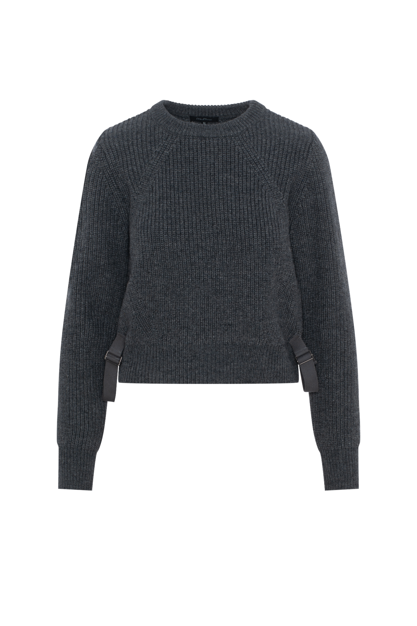 Cropped Belt Sweater Dark Grey Mix