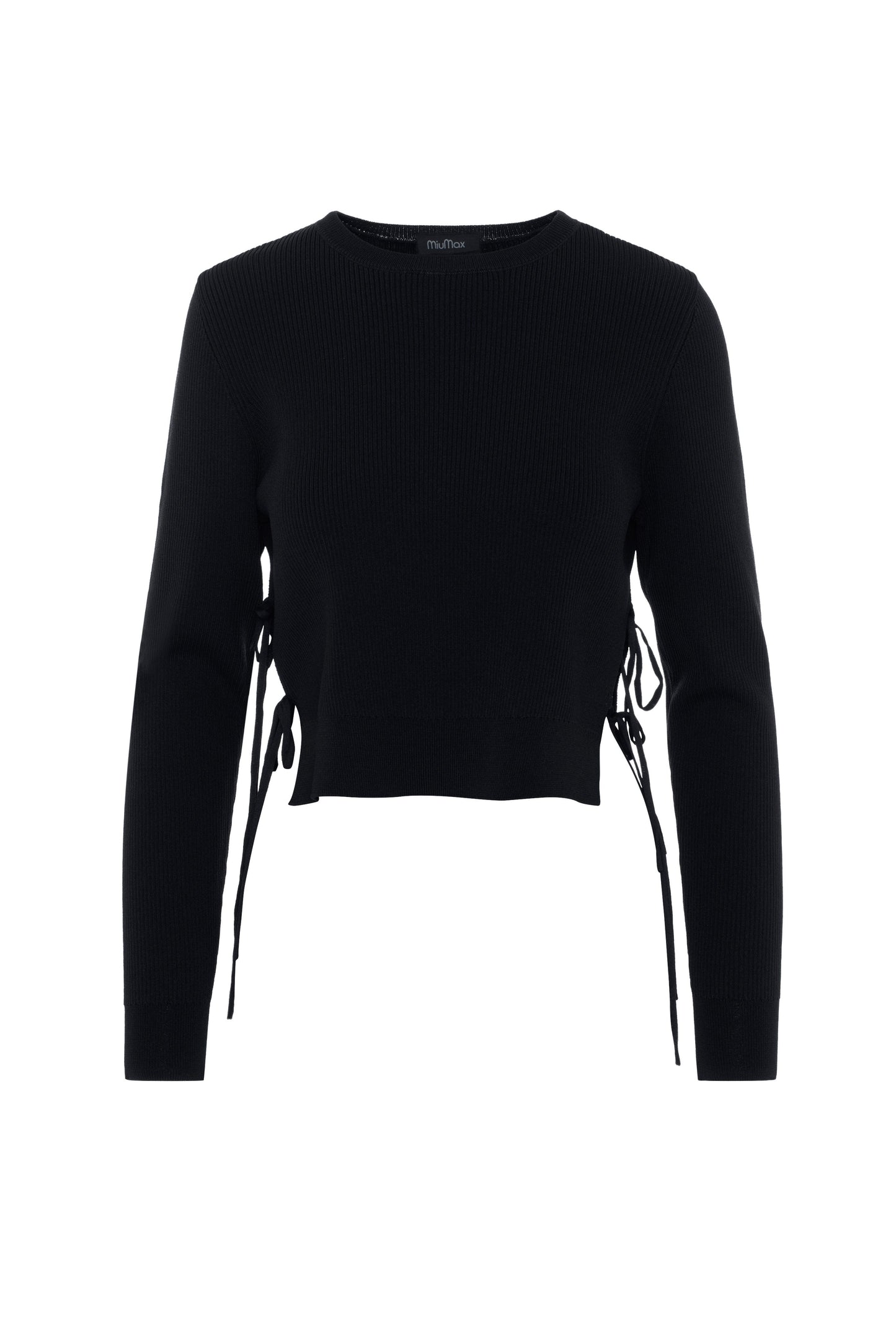 Cropped Double Tie Sweater Black