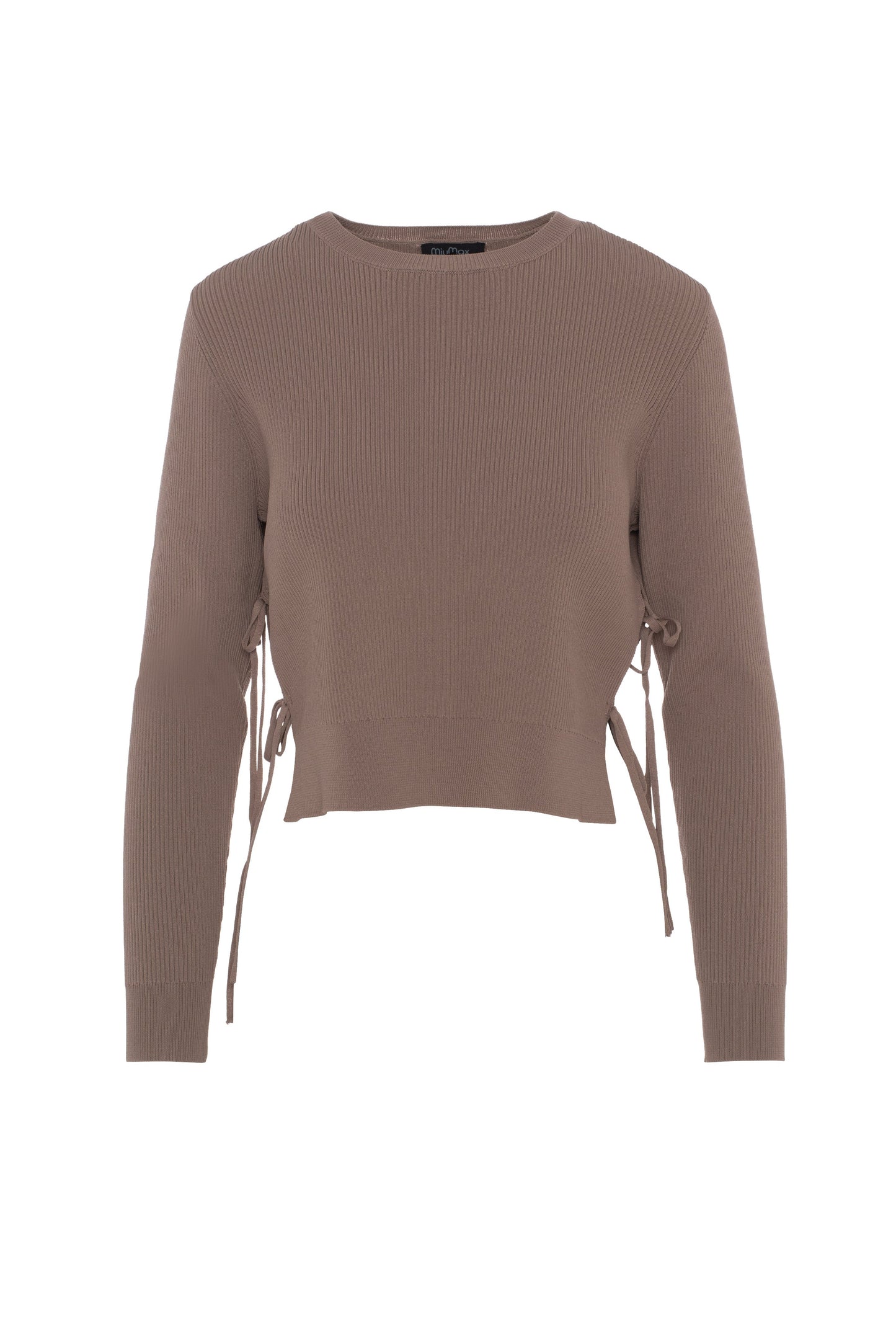 Cropped Double Tie Sweater Stucco
