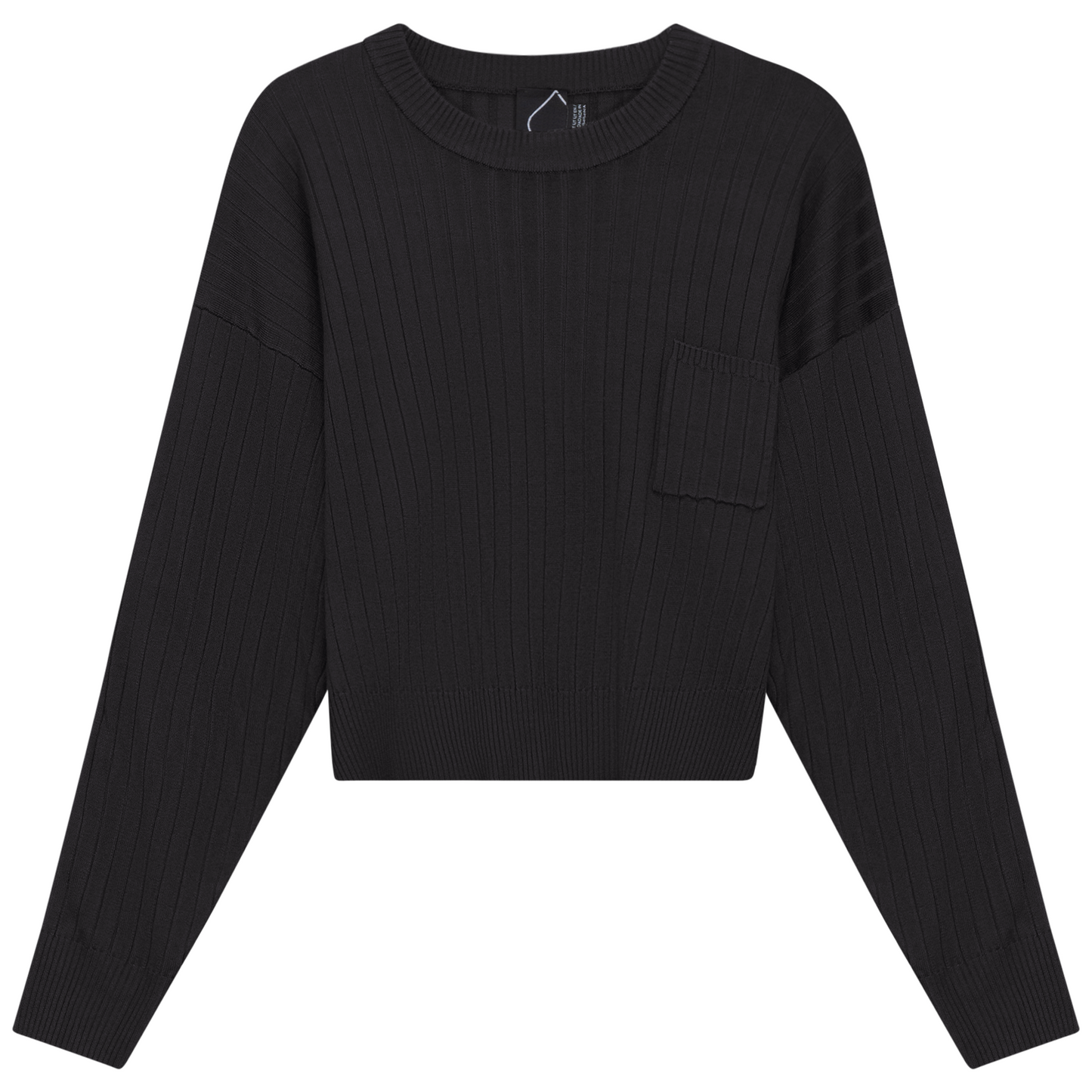 Cropped Loose Pocket Sweater Black
