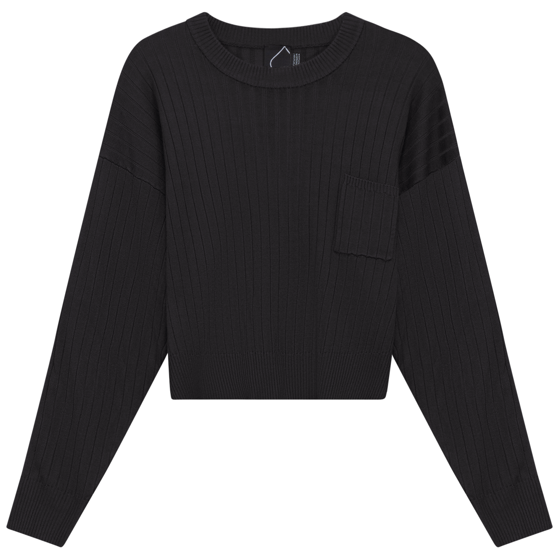 Cropped Loose Pocket Sweater Black