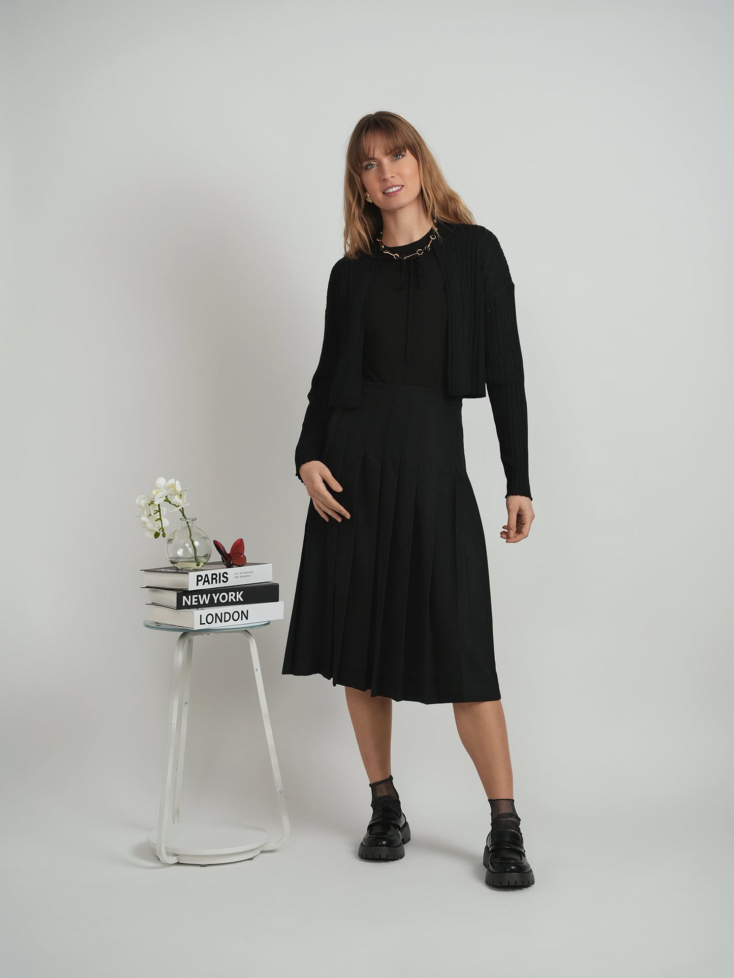 Cropped Knit Tie Cardigan