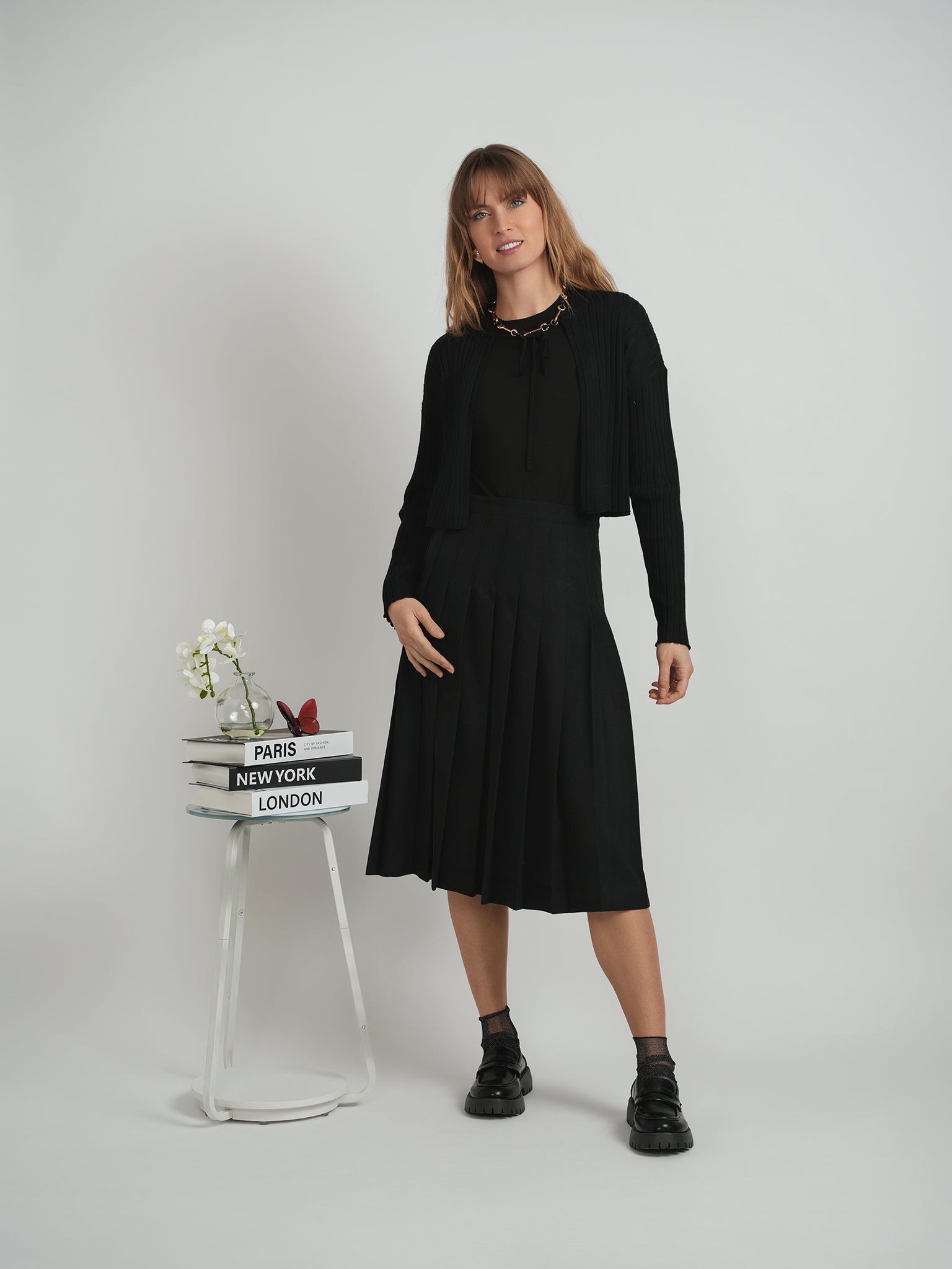 Cropped Knit Tie Cardigan