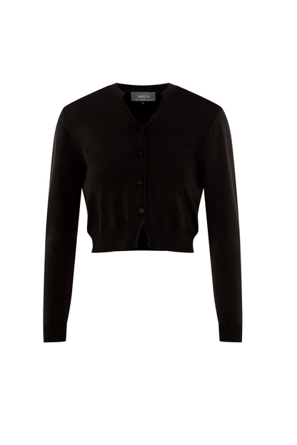 Cropped Open Knit Cardigan Black