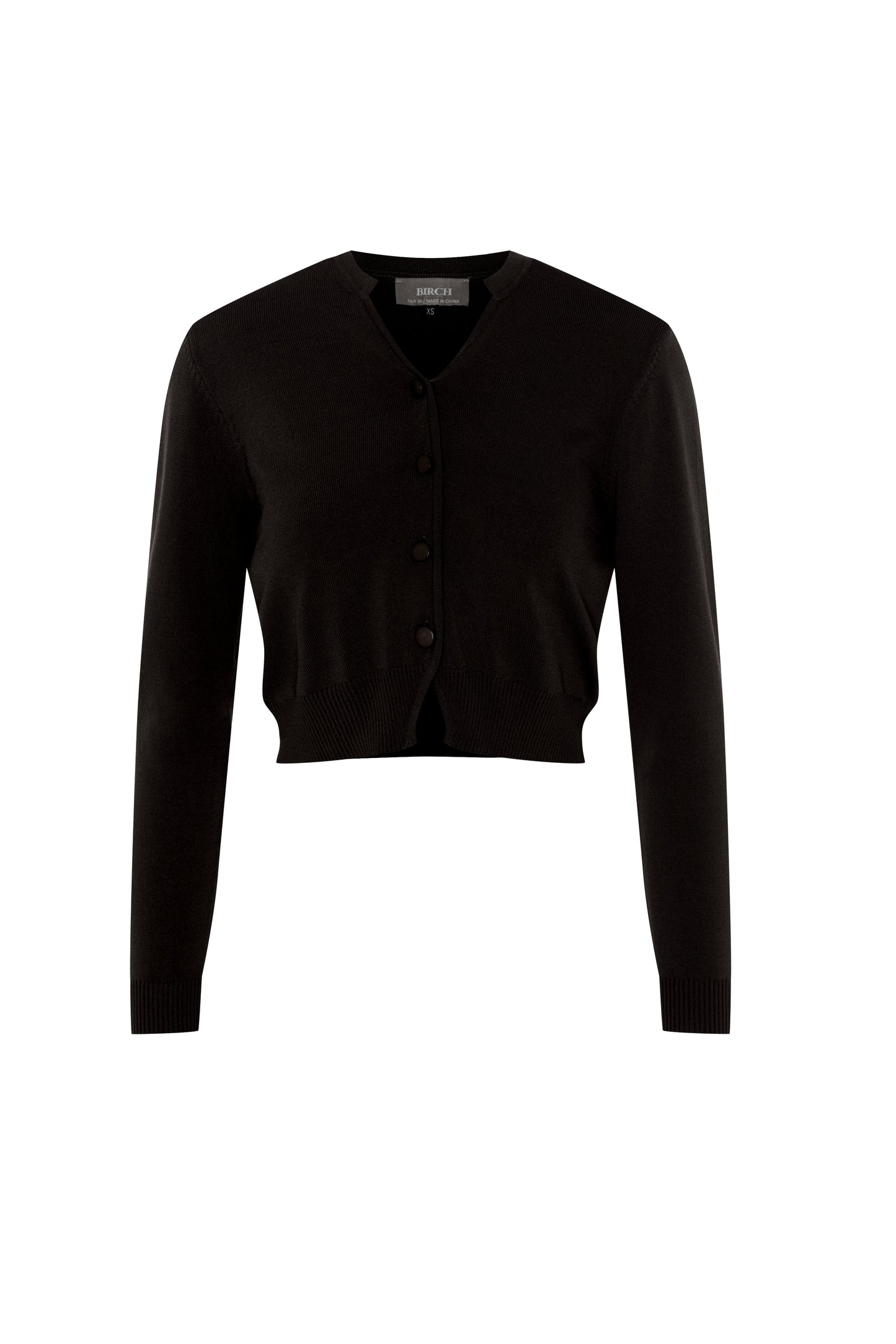 Cropped Open Knit Cardigan Black