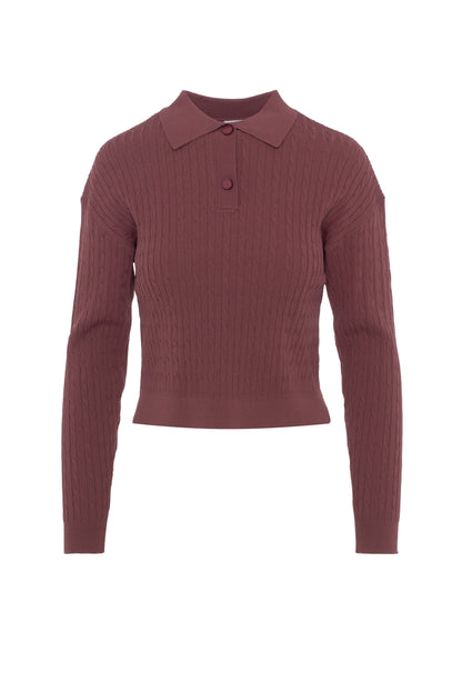 Cropped Cable T Sweater Champagne