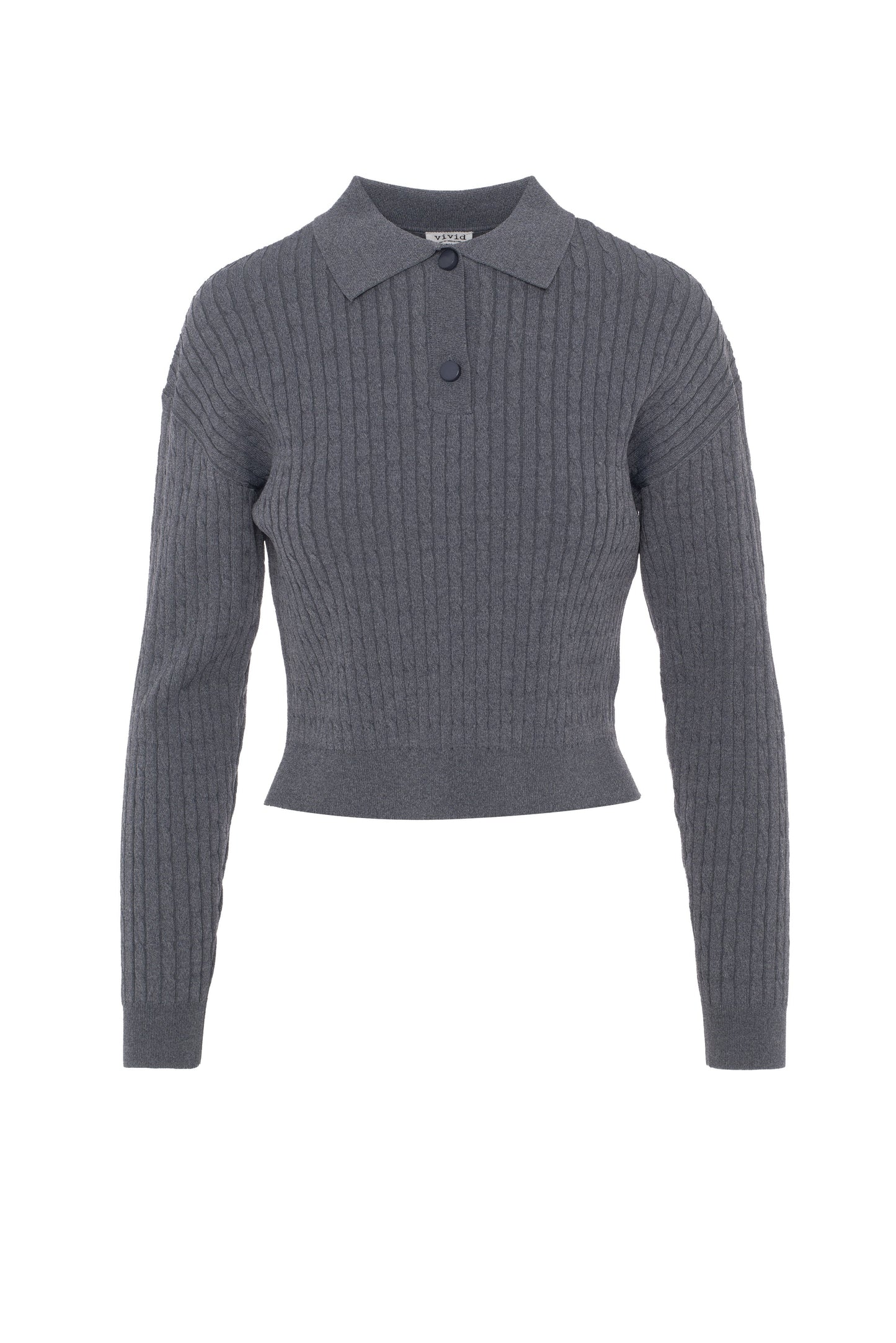 Cropped Cable T Sweater Dark Grey Mix