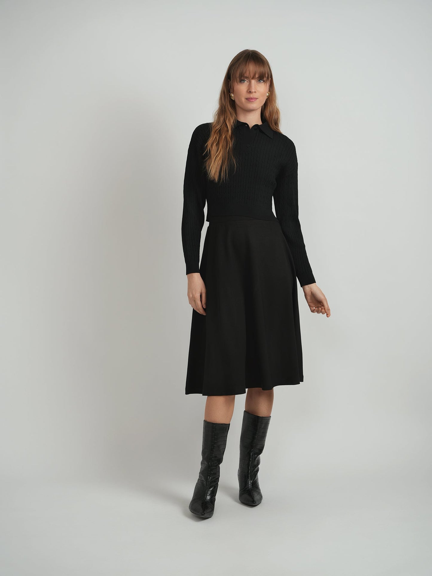 Cropped Cable T Sweater