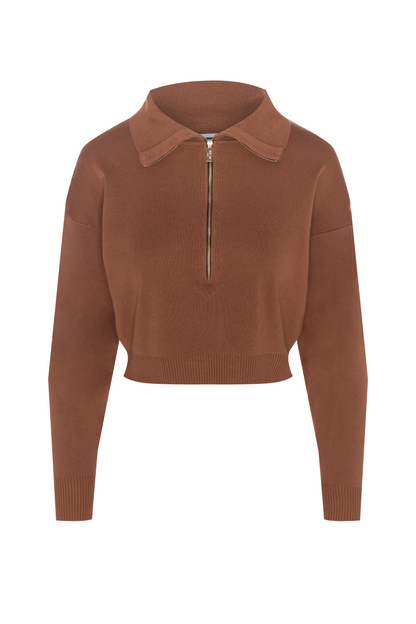 Cropped Dolman Zip Sweater Birch