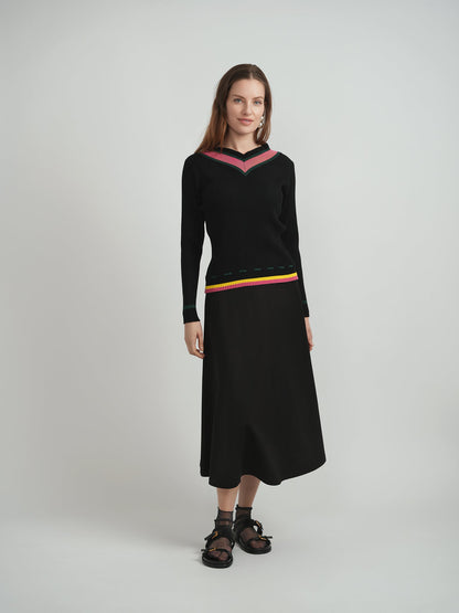 Contrast Paper Bag V Sweater