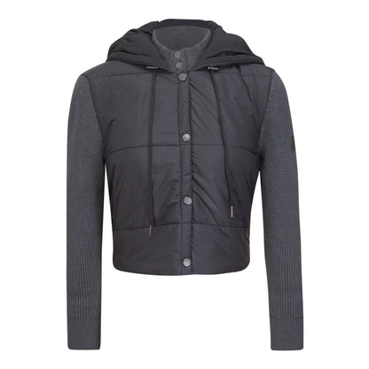 Quilted Sweater Combo Jacket Black Dark Grey Mix