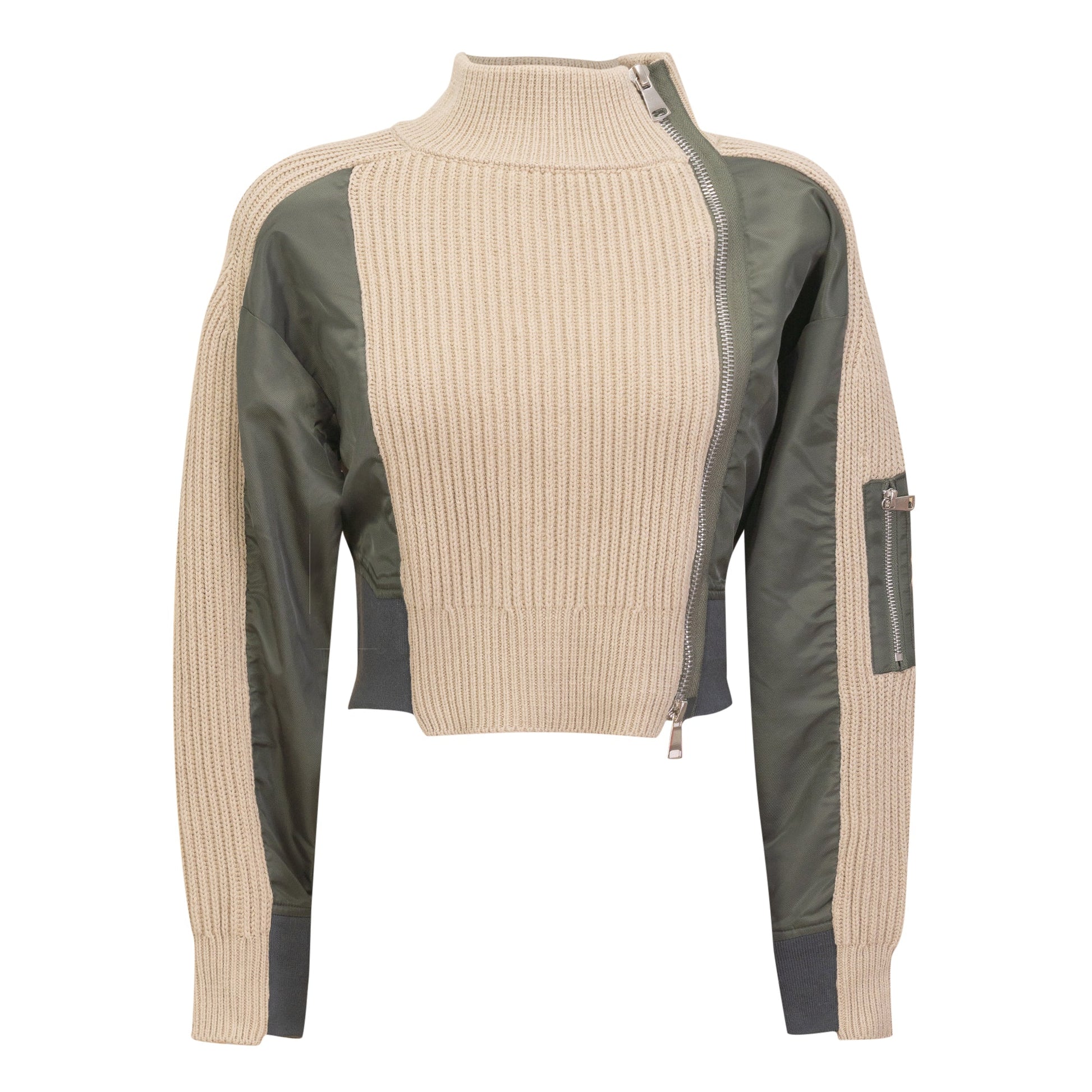 Heavy Knit Sweater Jacket Oatmeal Olive