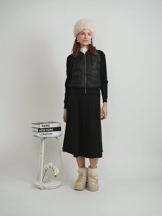 Knit Quilt Hooded Jacket