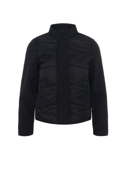 Quilted Braided Bomber Jacket Black