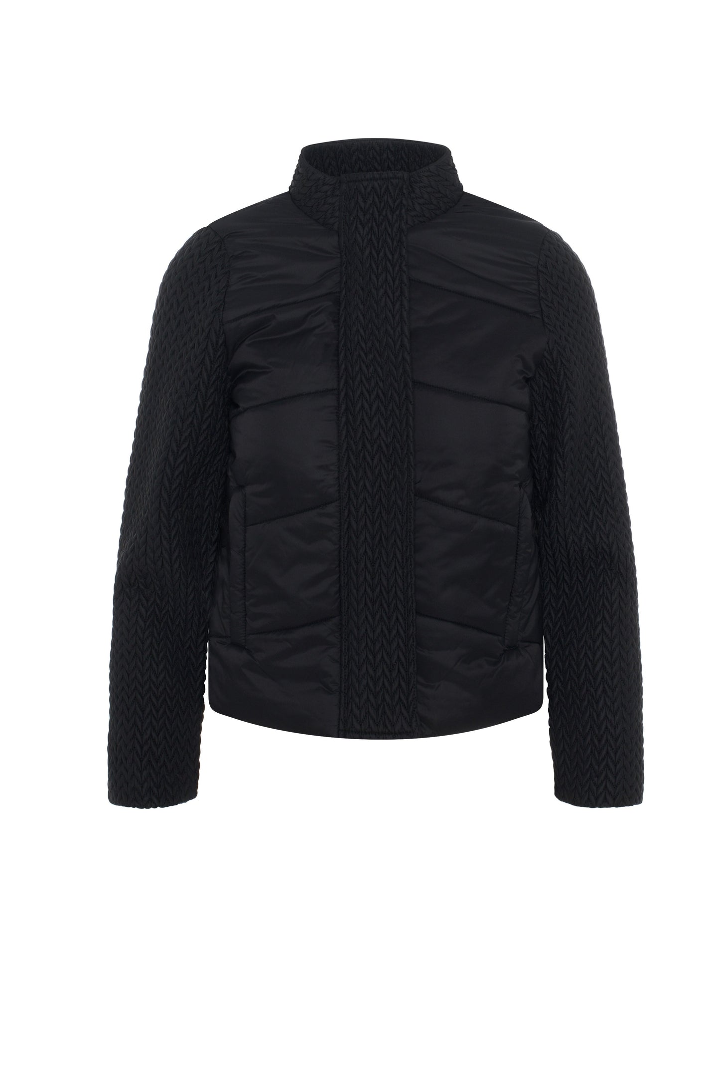 Quilted Braided Bomber Jacket Black