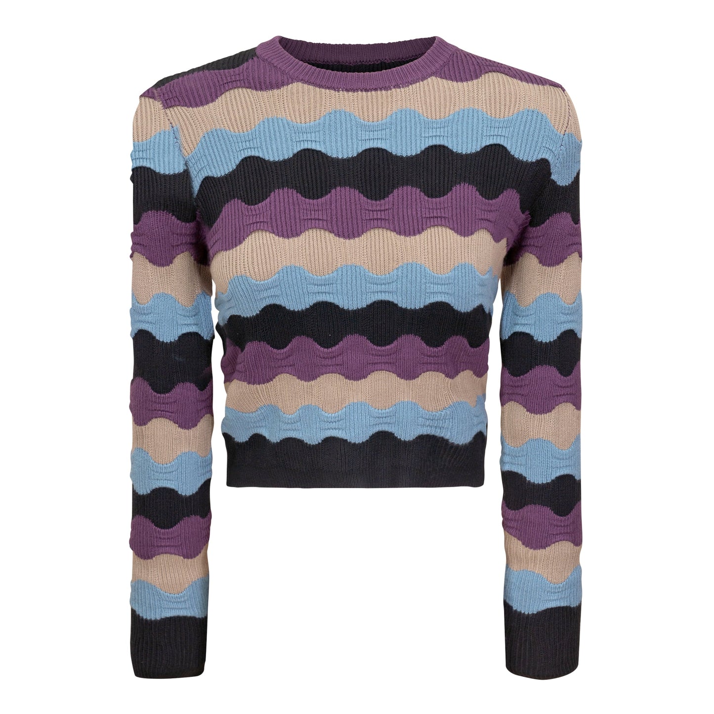 Cropped Textured Knit Top Multi