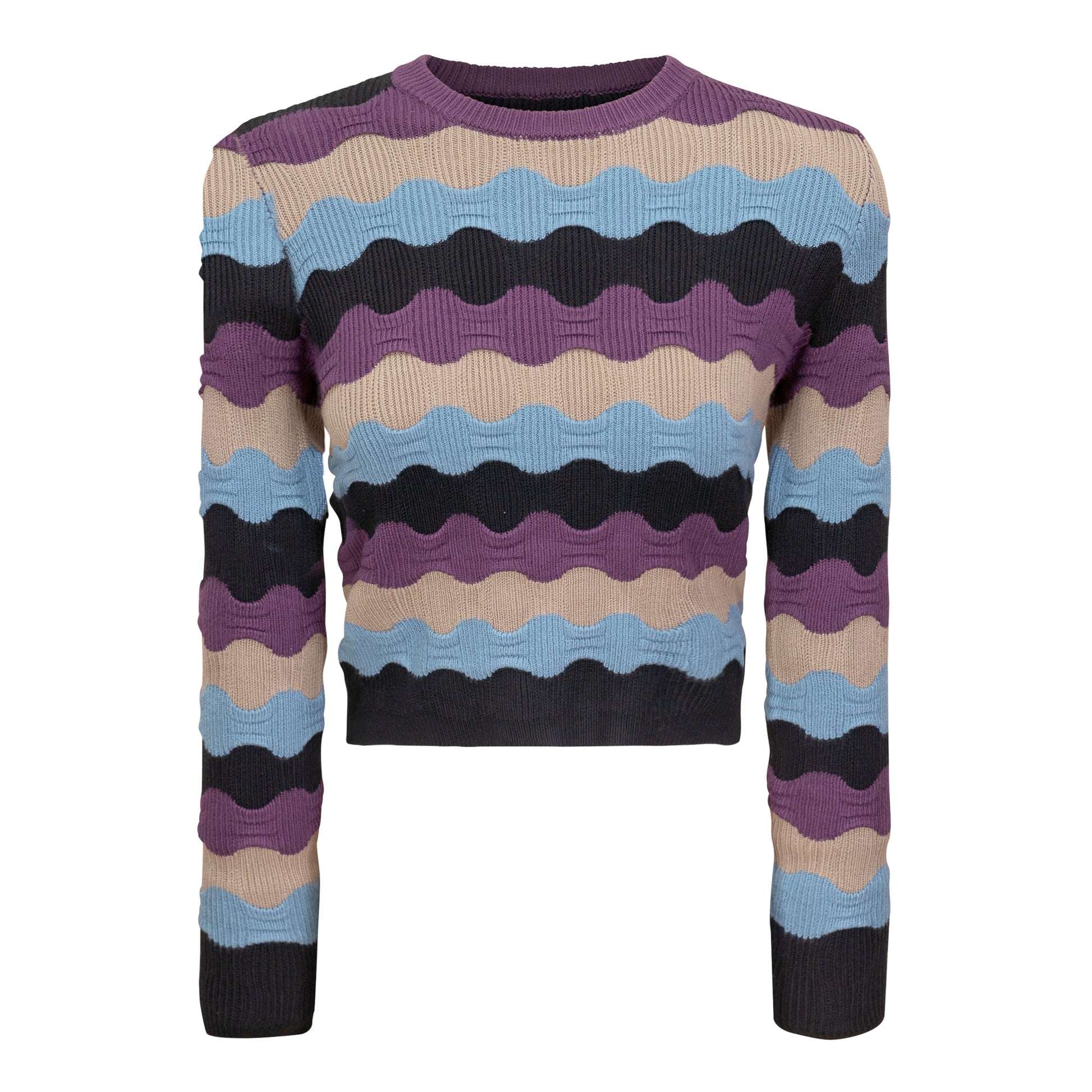 Cropped Textured Knit Top Multi