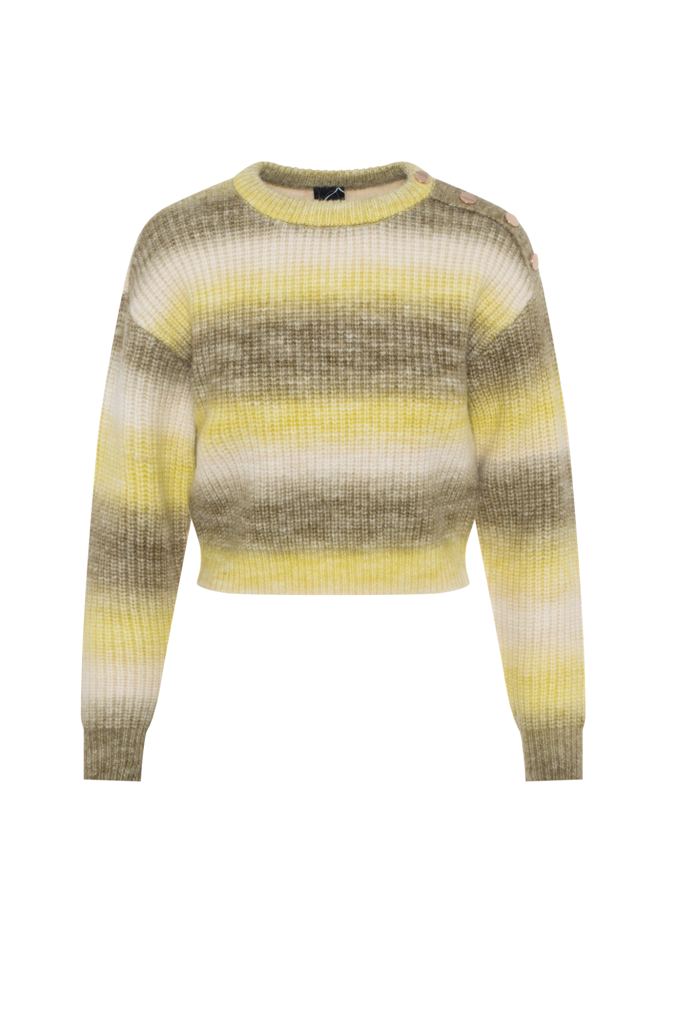 Cropped Melange Knit Sweater Black