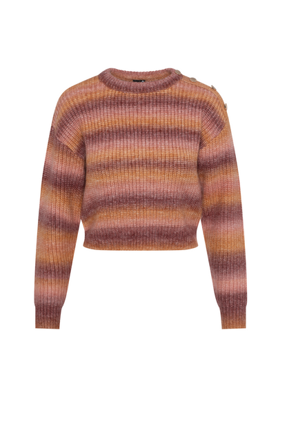 Cropped Melange Knit Sweater Wine