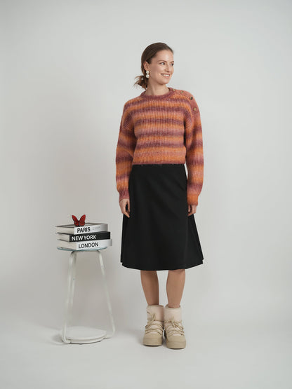 Cropped Melange Knit Sweater