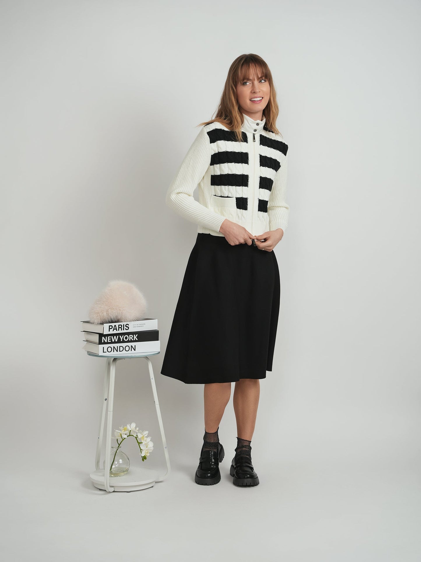 Striped Knit Quilt Cardigan