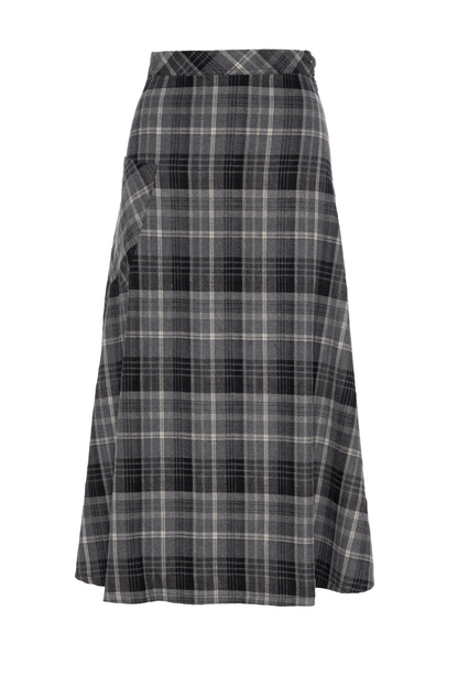 Plaid Corduroy Pocket Skirt Black