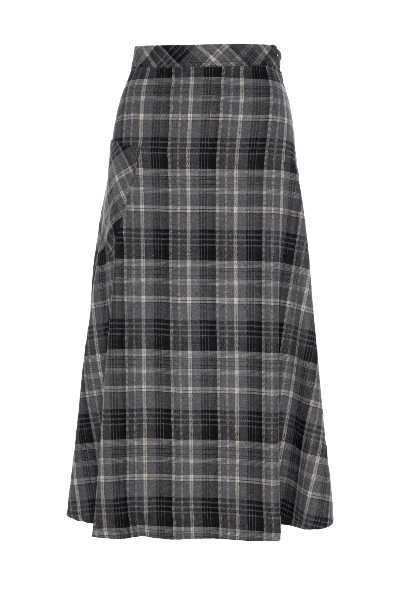 Plaid Corduroy Pocket Skirt Black