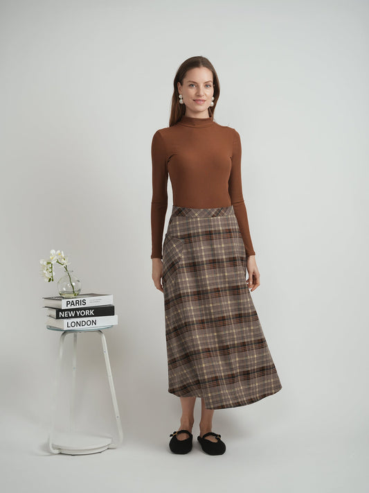 Plaid Corduroy Pocket Skirt