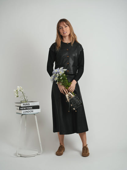 Cropped Leather Combo Jacket