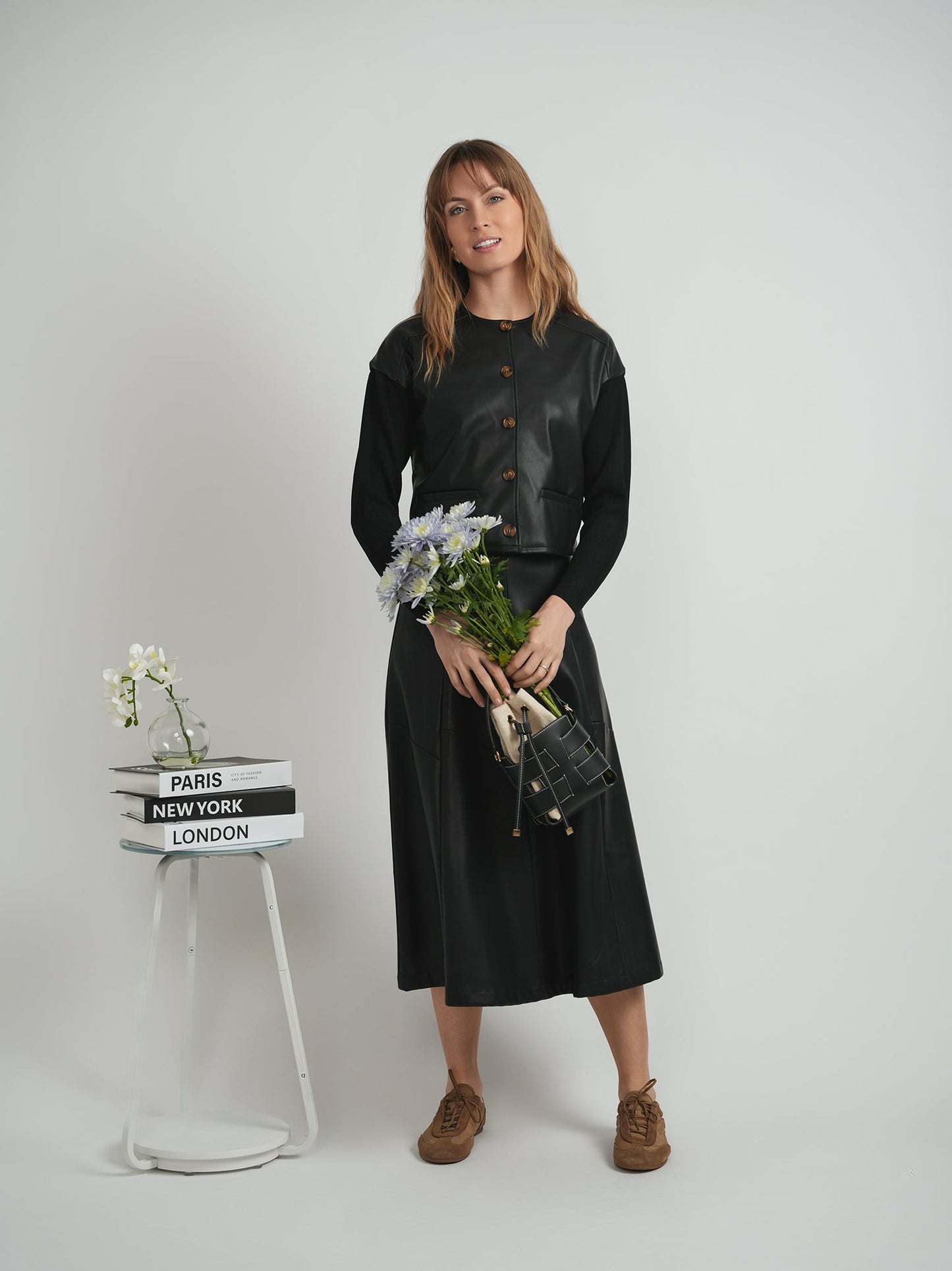 Cropped Leather Combo Jacket