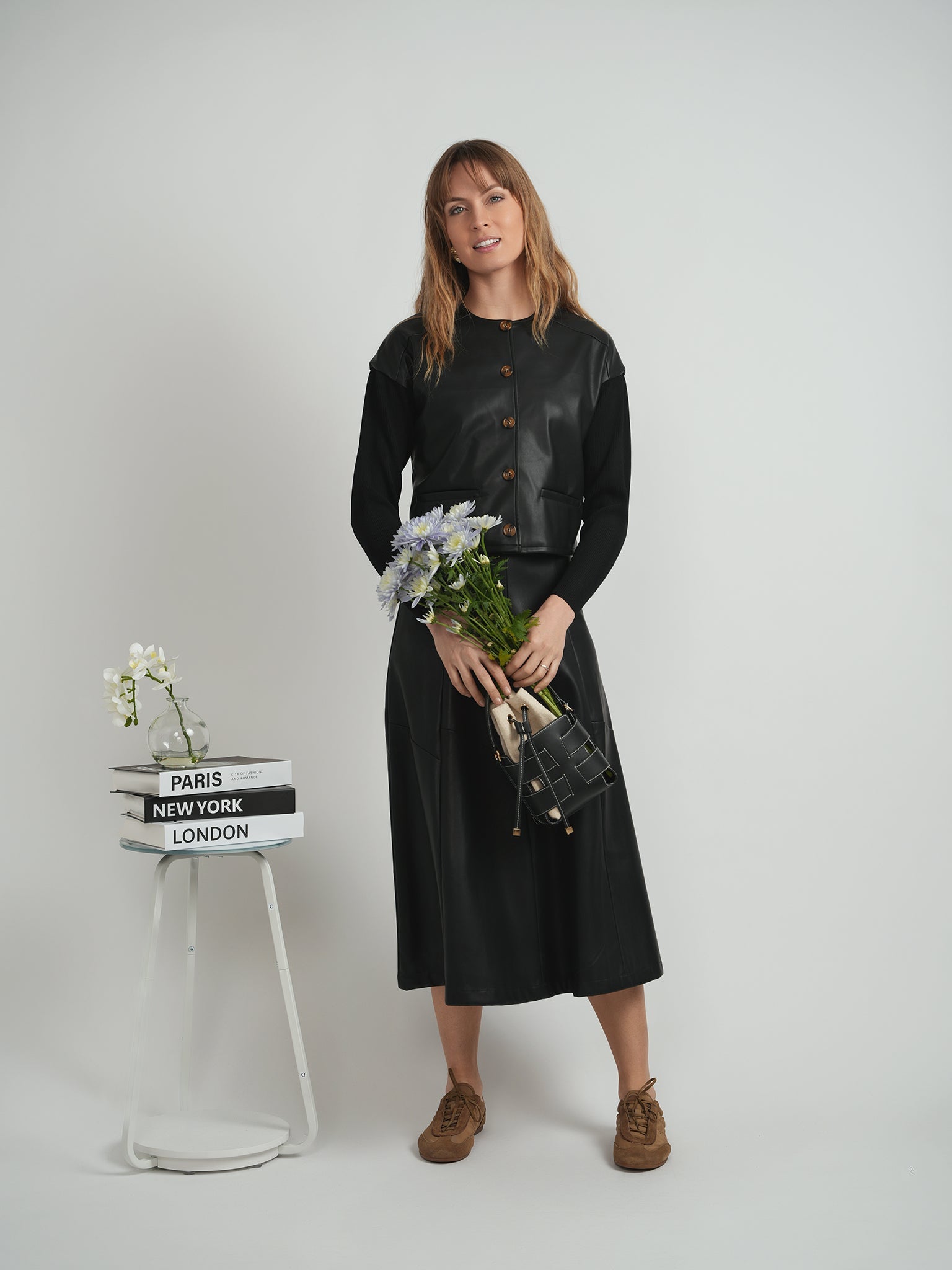 Cropped Leather Combo Jacket