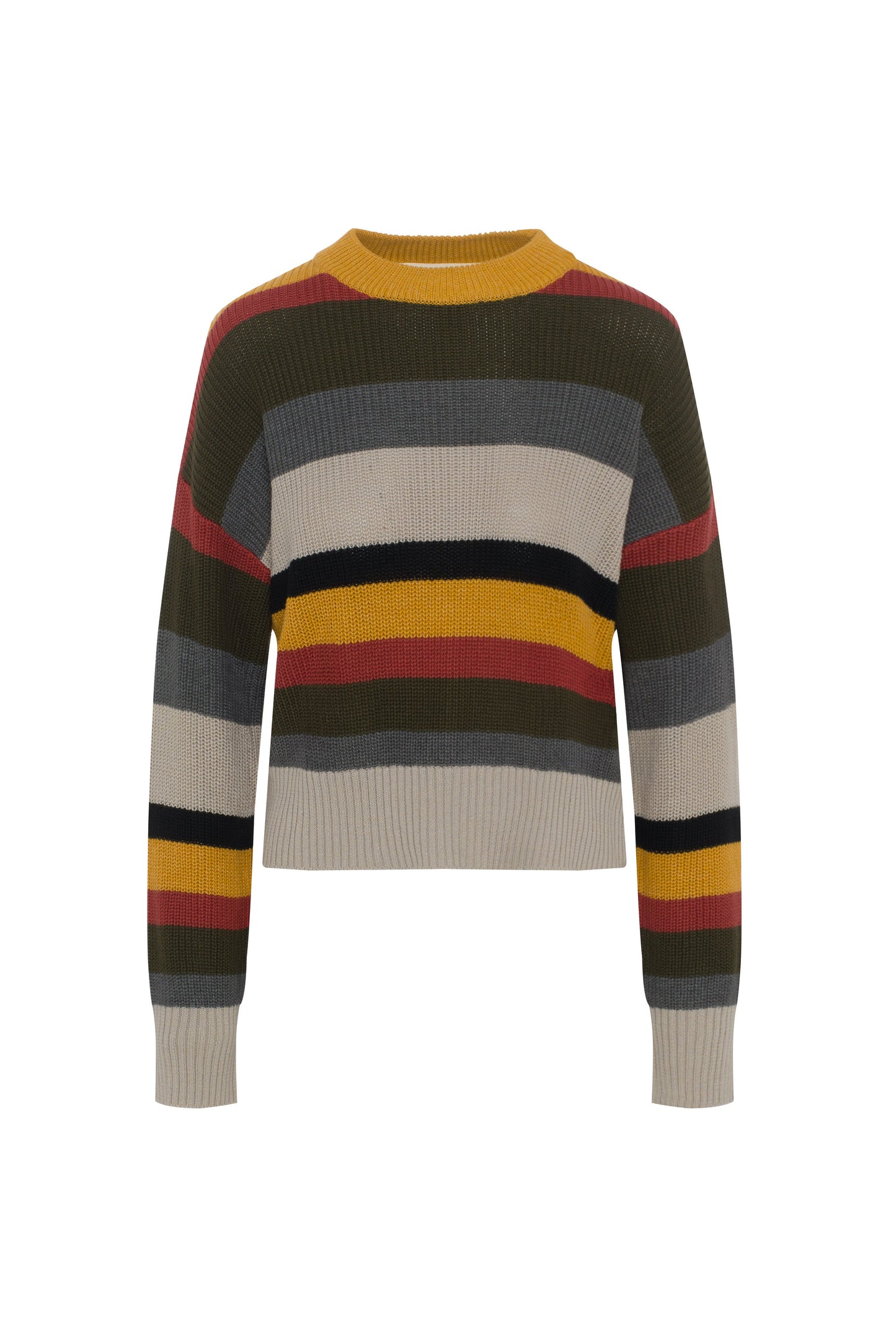 Cropped Drop Shoulder Sweater Dark Olive Oatmeal