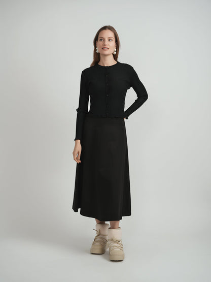 Wide Rib Cropped Knit Cardigan