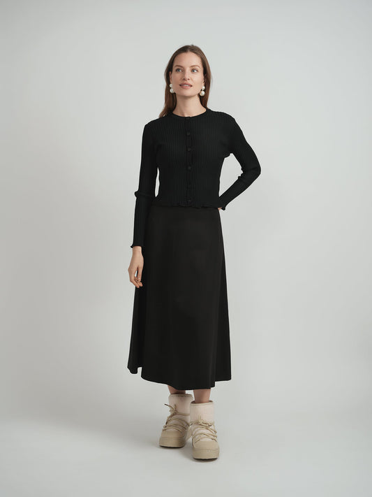 Wide Rib Cropped Knit Cardigan