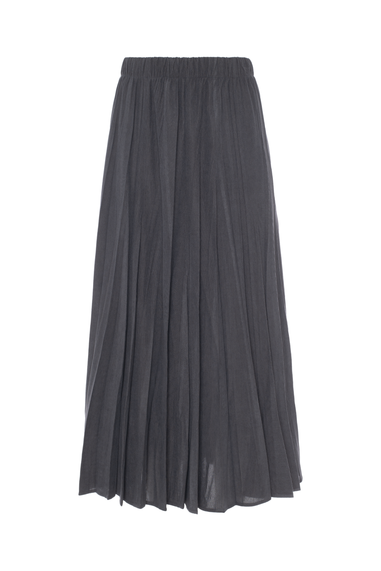 Midi Corduroy Burst Pleated Skirt Charcoal