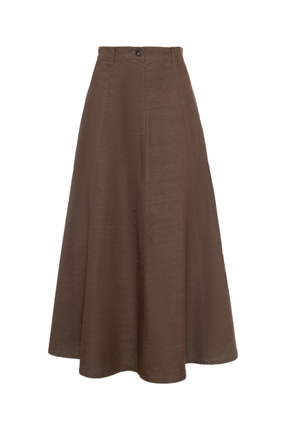 Cotton Maxi A Line Skirt Cognac