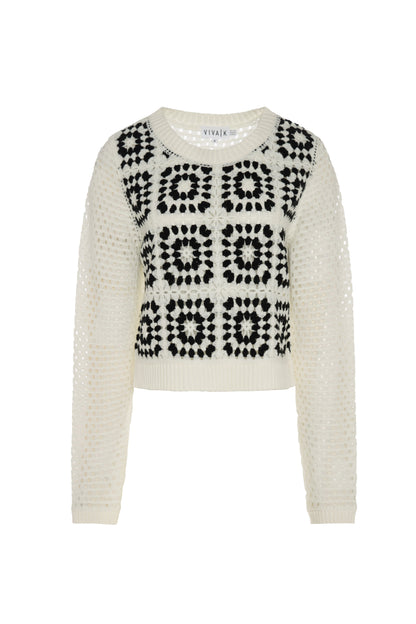 Crochet Design Top Cream Black